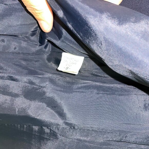 Anne Klein Womens Wool Jacket Navy Blue Size 8 Vintage Crepe Gold Buttons Lined - Picture 12 of 12